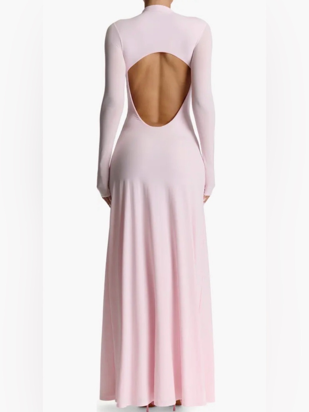 Naked Wardrobe Baby Pink Open Back Maxi Dress Size XL SOFT Nylon Bodycon 💗